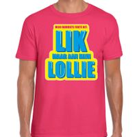 Foute party Lik maar aan mijn lollie verkleed t-shirt roze heren - Foute party hits outfit/ kleding