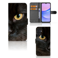Samsung Galaxy A15 Telefoonhoesje met Pasjes Zwarte Kat