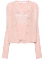 Blumarine cardigan à logo strassé - Rose - thumbnail