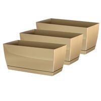 Set van 3x stuks plantenpotten/bloempotten kunststof glanzend mat goud 24 x 12 x 11 cm