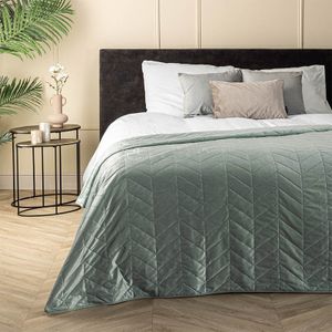 Bedsprei Velvet Prisma - Groen - 250x260 cm van Fresh and Co materiaal: Microvezel - Dekbed-Discounter.nl