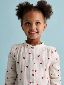 Personaliseerbare meisjesblouse van katoenen gaas ecru