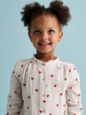 Personaliseerbare meisjesblouse van katoenen gaas ecru