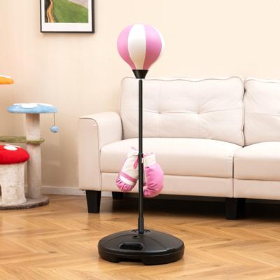 Punchingball 81-123 cm in Hoogte Verstelbaar Kinderboxset Vrijstaand Bokszakset Boxset Incl. Bokshandschoenen en Handpomp Roze