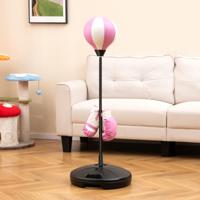 Punchingball 81-123 cm in Hoogte Verstelbaar Kinderboxset Vrijstaand Bokszakset Boxset Incl. Bokshandschoenen en Handpomp Roze