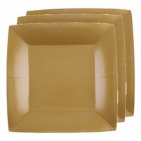 Santex feest bordjes vierkant goud - karton - 10x stuks - 23 cm - Feestbordjes - thumbnail