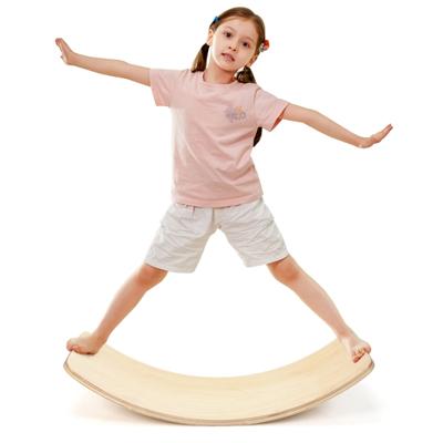 Balansbord 90 x 40cm met Grijs Vilt Gebogen Balansborden in Natuurlijk Hout 220KG Belastbaar voor Volwassenen en Kinderen