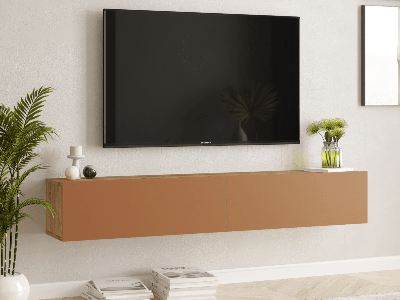 Tv-meubel FROLINA 180 cm 2 klapdeuren atlantische pijnboom/roest