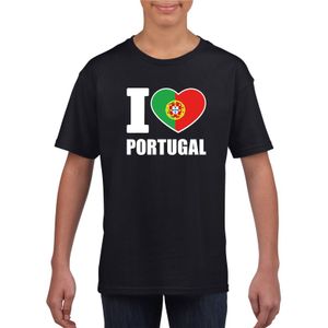 Zwart I love Portugal fan shirt kinderen