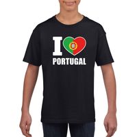 Zwart I love Portugal fan shirt kinderen