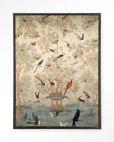 Urban Cotton Wandkleed 'Oriental Day' 145 x 190cm in Floating Frame - black