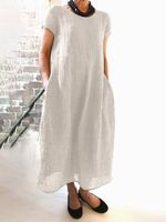 Loose Casual Linen Plain Dress