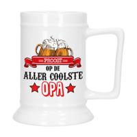 Cadeau Bierpul voor opa - rood - de coolste opa - keramiek - 530 ml