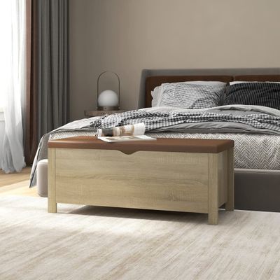 VidaXL Opbergbox met kussen 105x40x45cm bewerkt hout sonoma eikenkleur