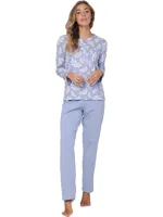 Pastunette dames katoenen pyjama lange mouwen - Blauw
