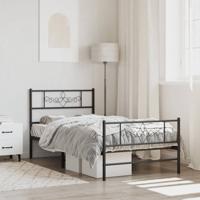 Bedframe met hoofd- en voeteneinde metaal zwart 90x200 cm