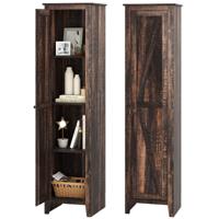 Hoge Opbergkast Vrijstaand Meubel Vloerstaande Opbergkast met vier Planken en één Deur Bruin