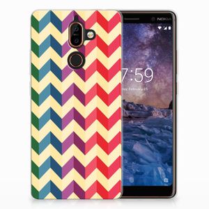 Nokia 7 Plus TPU bumper Zigzag Multi Color