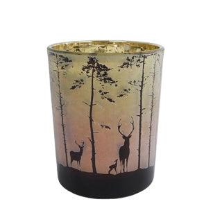 Theelichthouder Forest M groen/rood glas10x10x12,5