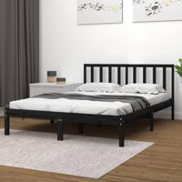 Bedframe massief grenenhout zwart 200x200 cm