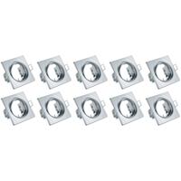 Kantelbare Vierkante Inbouwspots 10-Pack - Chroom Aluminium GU10