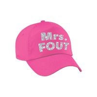 Mrs. FOUT pet /cap roze met zilver bedrukking dames