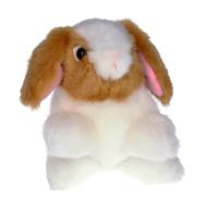 Pluche knuffel konijn bruin/wit 18 cm - thumbnail