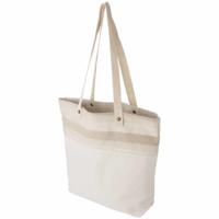 Katoenen boodschappentas beige met lange hengsels 38 x 40 cm