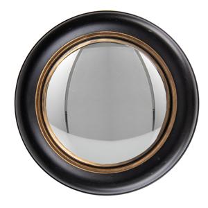 HAES DECO - Bolle ronde Spiegel - Zwart - Ø 27x3 cm - Hout / Glas - Wandspiegel, Spiegel rond, Convex Glas