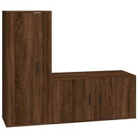 The Living Store 2-delige Tv-meubelset bewerkt hout bruineikenkleurig - Kast