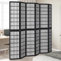 Kamerscherm met 6 panelen massief paulowniahout zwart - thumbnail