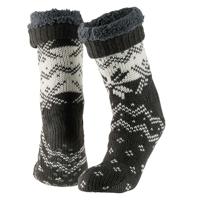Huissokken/slofsokken Nordic print - grijs - heren - fleece gevoerd - maat 42-47 - extra warm Huissokken/slofsokken Nordic print - grijs - heren - fleece gevoerd - maat 42-47 - extra warm