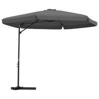 The Living Store Parasol 300x250 - Antraciet - UV-beschermend polyester - Stabiele kruisvoet - Sterke stalen paal - 6