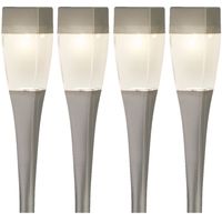 Set van 18x stuks solar tuinlamp/prikspot zilver op zonne-energie 26 cm