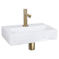 Differnz Flat fonteinset marmer - kraan recht - 38 x 24 x 8 cm - mat goud