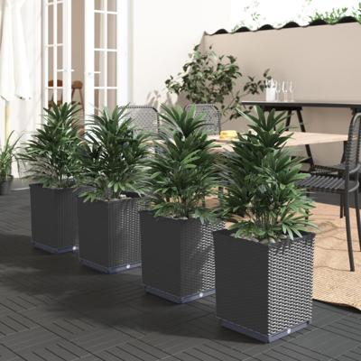Plantenbakken 4 st 30x30x37 cm polypropeen zwart