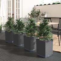 Plantenbakken 4 st 30x30x37 cm polypropeen zwart