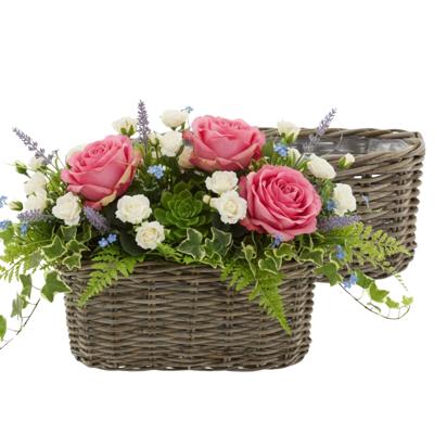 VD Leeden Plantenmand Klassiek - 2x - bruin - rechthoek?- 50 x 20 x 20 cm - rotan - gevlochten riet
