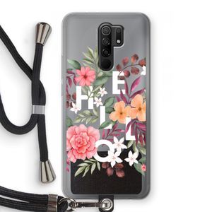 Hello in flowers: Xiaomi Redmi 9 Transparant Hoesje met koord