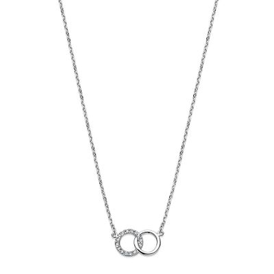Ketting Cirkels witgoud-diamant 0,08 ct Hsi 13,5 mm 42-45 cm