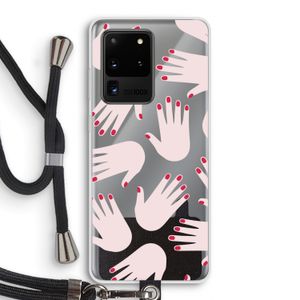 Hands pink: Samsung Galaxy S20 Ultra Transparant Hoesje met koord