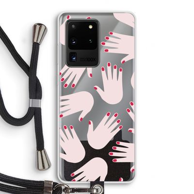 Hands pink: Samsung Galaxy S20 Ultra Transparant Hoesje met koord