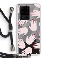 Hands pink: Samsung Galaxy S20 Ultra Transparant Hoesje met koord