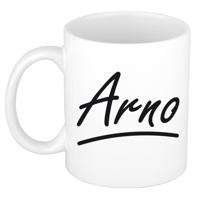 Arno Naam koffiemok - beker - met sierlijke letters - wit - 300 ml - Cadeau - Heren