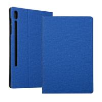 Spanning stretch stof textuur horizontale Flip lederen case voor Galaxy tab S6 T860 met houder (blauw)