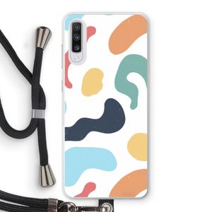Memphis Shapes Blue: Samsung Galaxy A70 Transparant Hoesje met koord