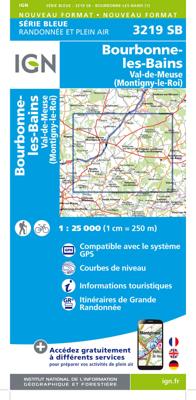 Wandelkaart - Topografische kaart 3219 SB - Serie Bleue Bourbonne-les-Bains - Val-de-Meuse (Montigny-le-Roi) | IGN - Institut Géographique National
