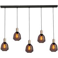 Masterlight 5-lichts hanglamp - goud -Porto met Nicolette red glazen - 2711-05-02-130-5-13