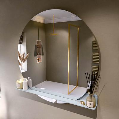 MONDIAZ SPOT spiegel rond 120cm met Spiegelplanchet kleur Clay.