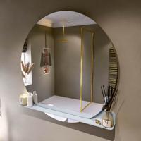 MONDIAZ SPOT spiegel rond 120cm met Spiegelplanchet kleur Clay.